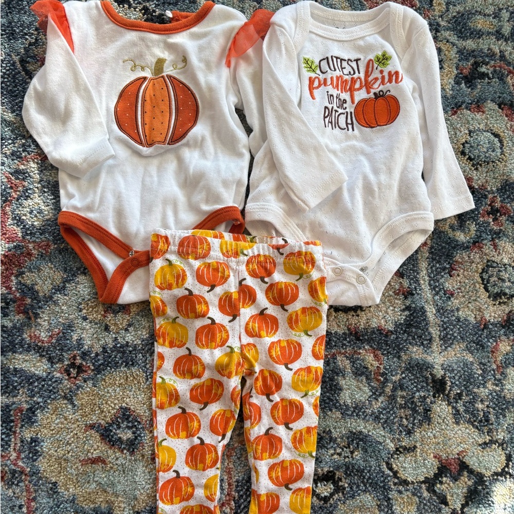 Baby Essentials Pumpkin Matching Set - Orange and White